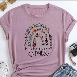Choose Kindness Floral Tee - Mauve